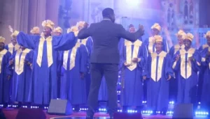 A gospel choir on stage